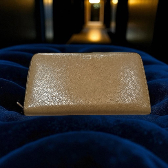 Celine Tan & Red Leather Long Zip Wallet - Picture 1 of 15